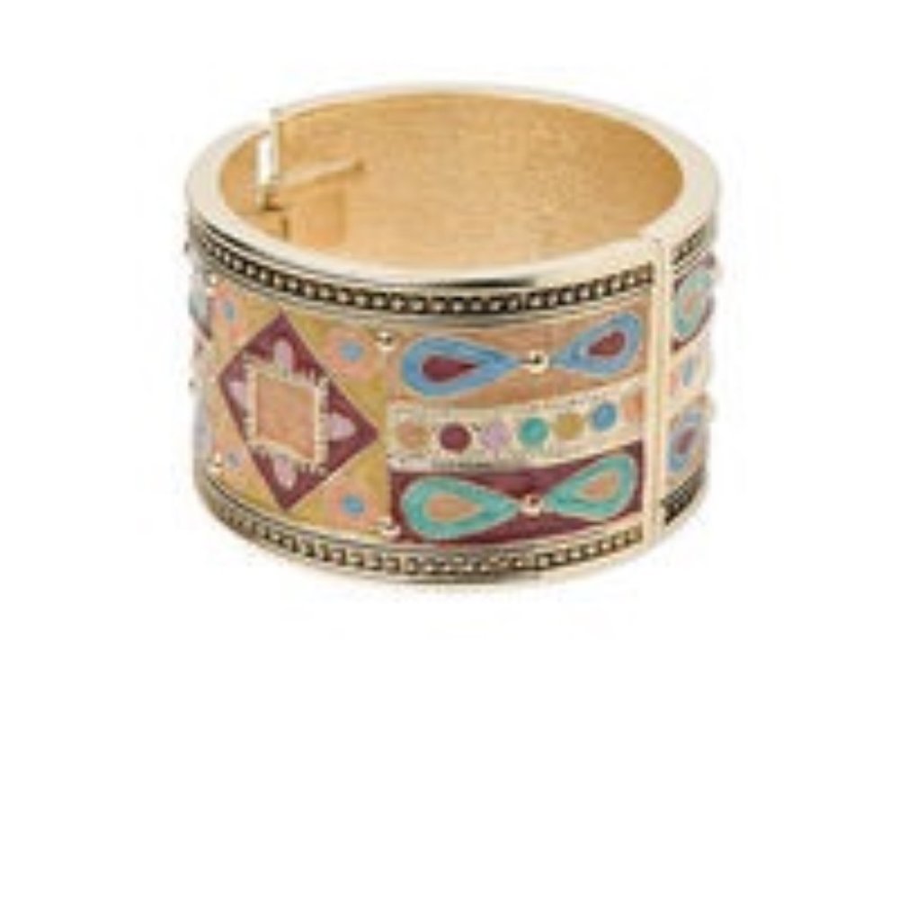 NWOT - Enamel "Egyptian" Hinged spring bangle